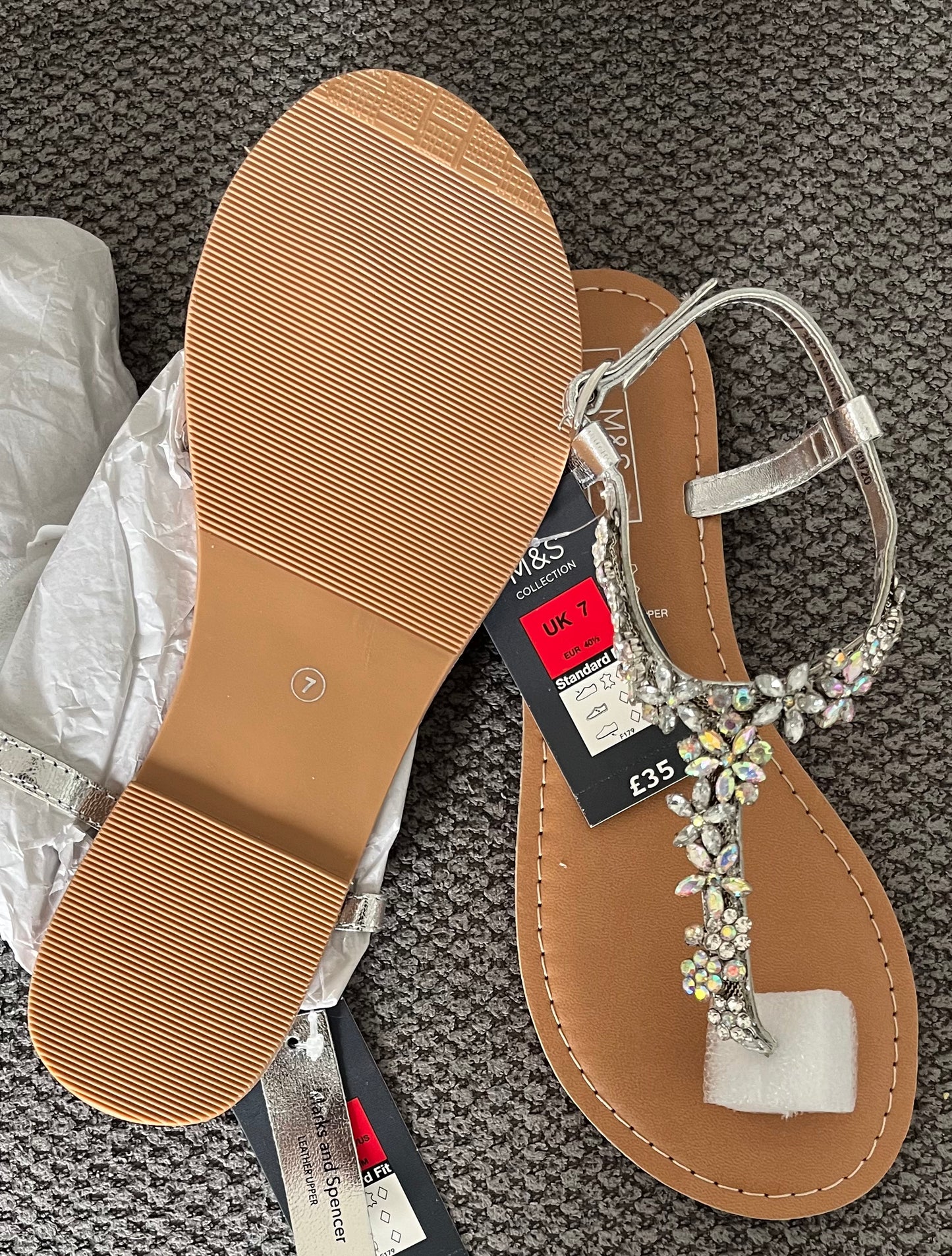 M&S Sandals Silver Size 7