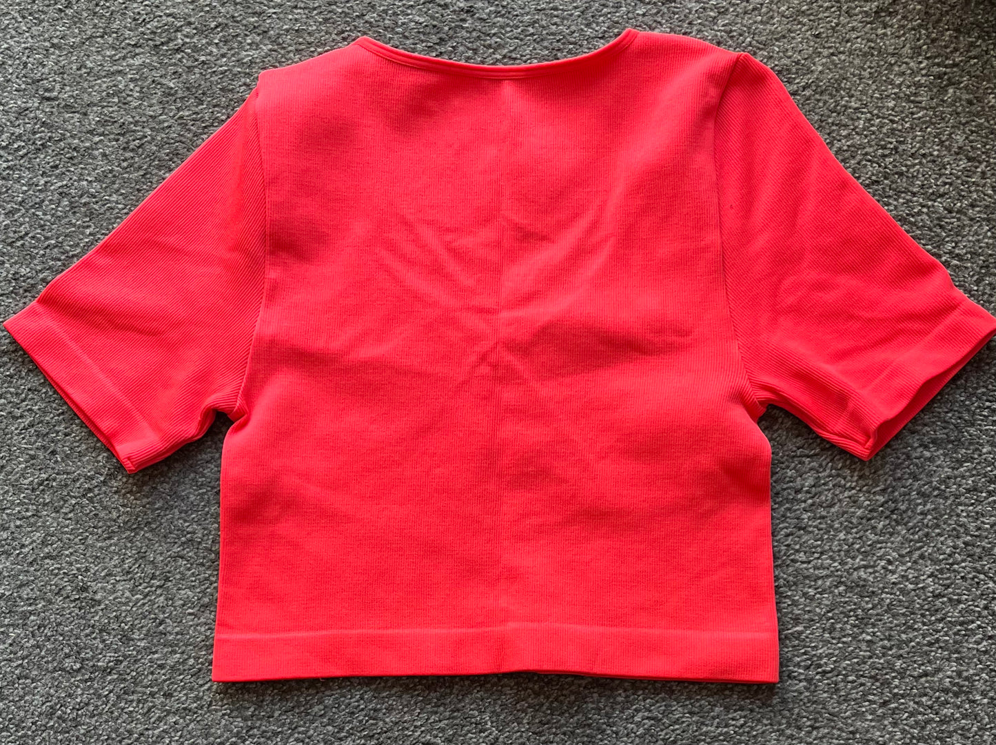 Primark Coral Ribbed Top Size M ( 12/14)