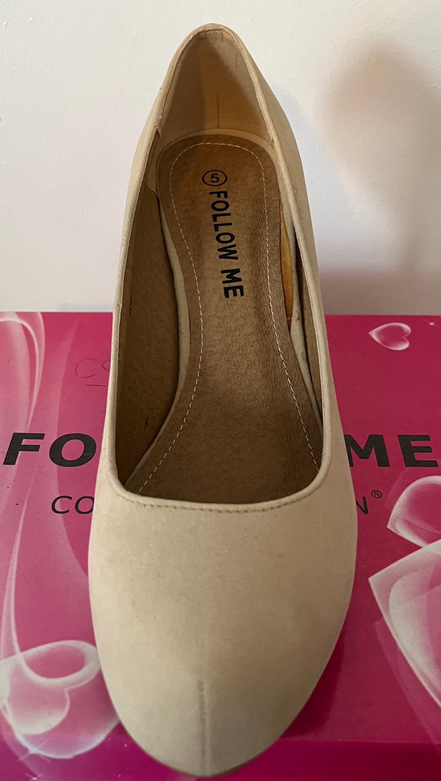 Follow Me Cream Heels Size 5