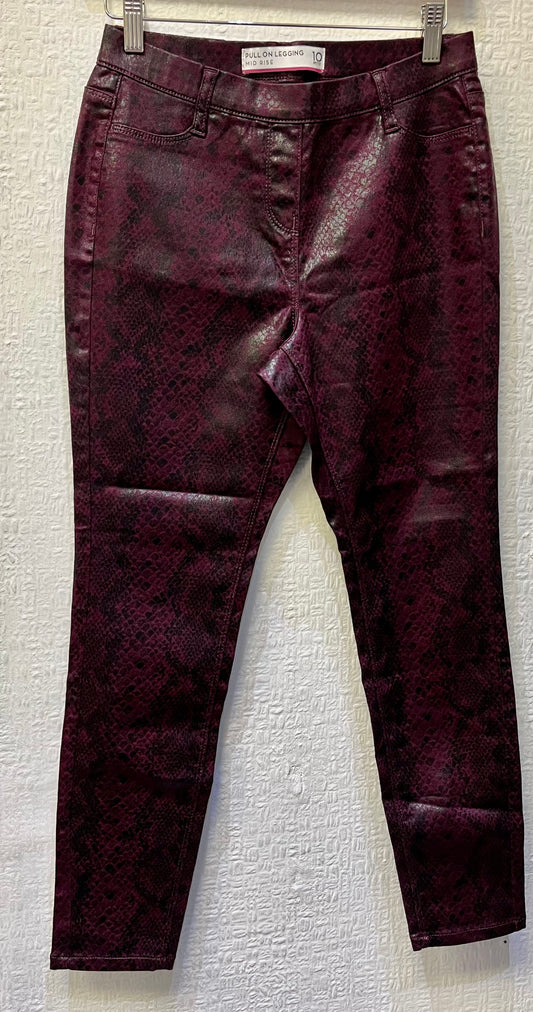 Next Pull On Legging Mid-Rise Size 10 Petite Dark Red