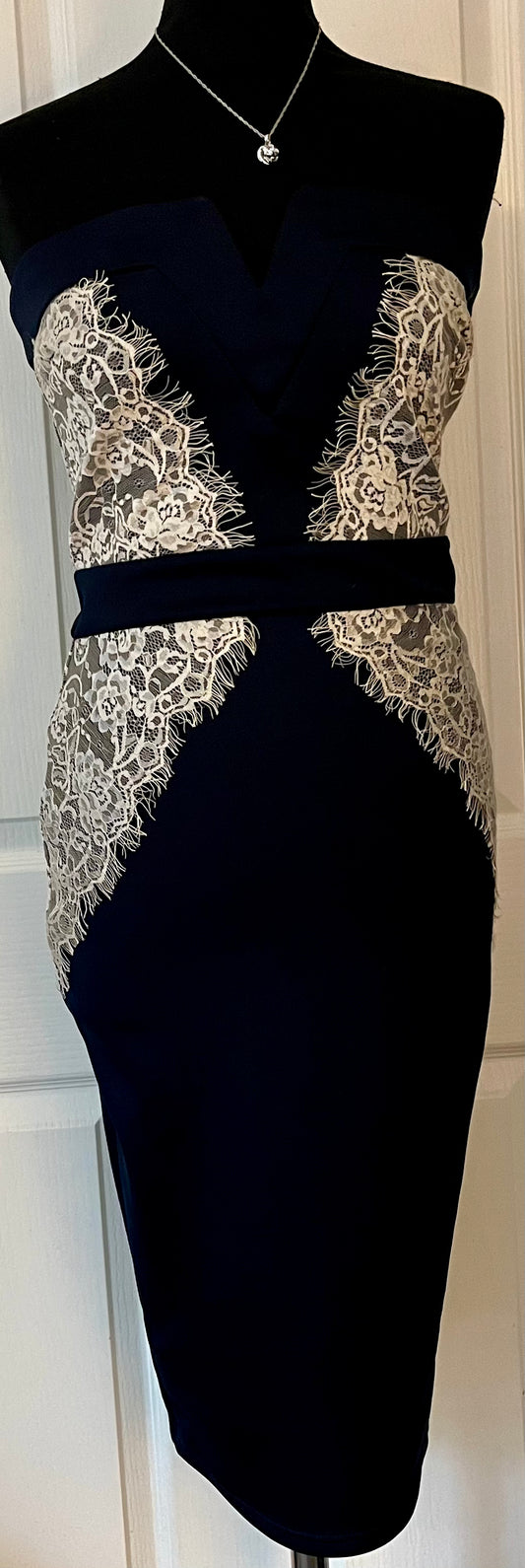 AX Paris Navy Strapless Dress Size 10